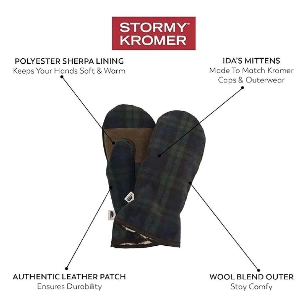 NEW! Stormy Kromer Ida's Mittens Wool & Leather Sherpa-lined Chacoal Gray Sz XL - Picture 6 of 10